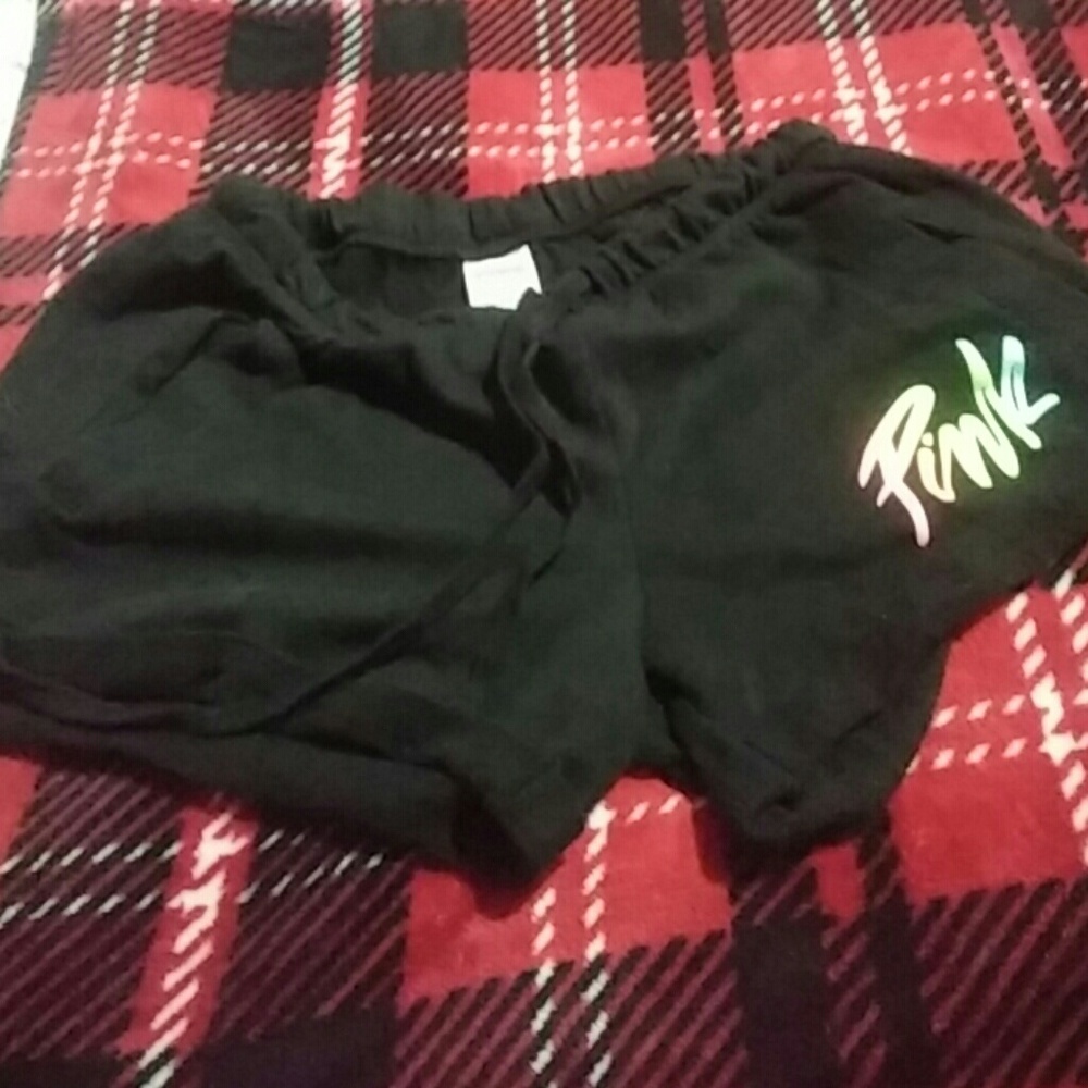 Shorts black with Victorias Secret pink logo in ra